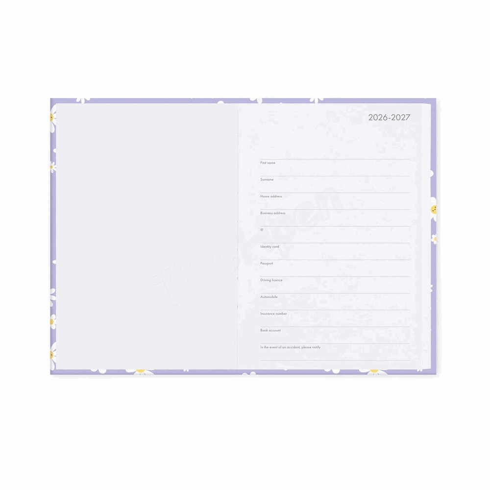 LEGAMI AG2716045 16-MONTH DIARY 2027 - DAISY - LILAC - MEDIUM - DAILY