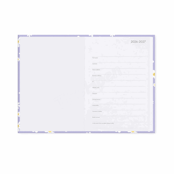 LEGAMI AG2716045 16-MONTH DIARY 2027 - DAISY - LILAC - MEDIUM - DAILY