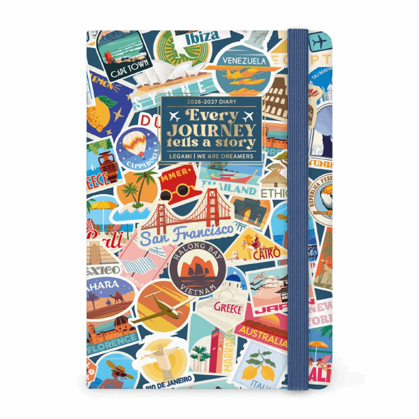 LEGAMI AG2716060 16-MONTH DIARY 2027 - TRAVEL - STICKERS - MEDIUM - WEEKLY