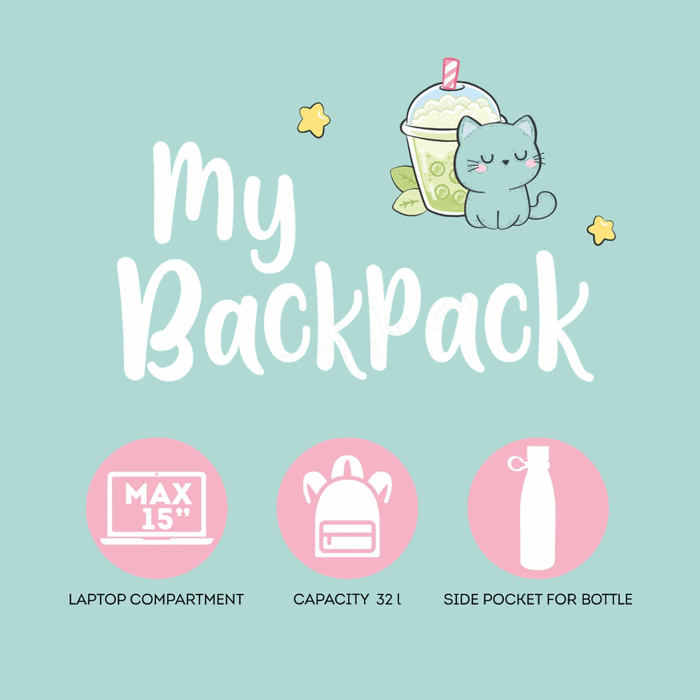 LEGAMI BTS 2026 - BPK0024 MY BACKPACK - BACKPACK - KITTY - BUBBLE TEA