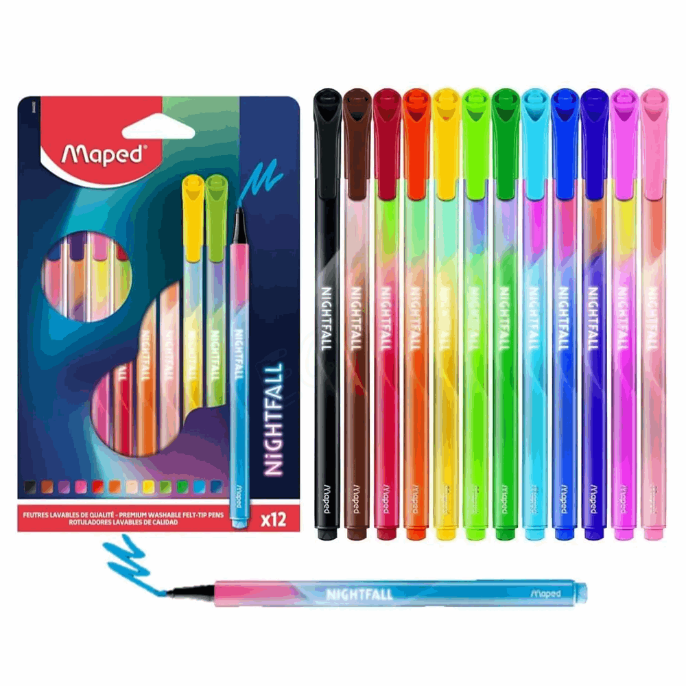 MAPED ΜΑΡΚΑΔΟΡΑΚΙ ΓΡΑΦΗΣ NIGHTFALL 0,8mm PREMIUM WASHABLE 12τμχ 844400