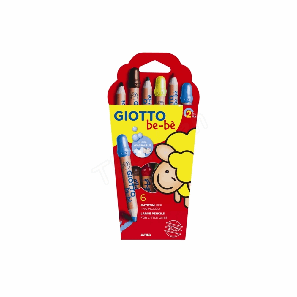 GIOTTO BEBE ΞΥΛΟΜΠΟΓΙΕΣ LARGE PENCILS SUPER WASHABLE ΣΕΤ 6τμχ ΜΕ ΞΥΣΤΡΑ ΓΙΑ ΗΛΙΚΙΕΣ 2+ 000466400