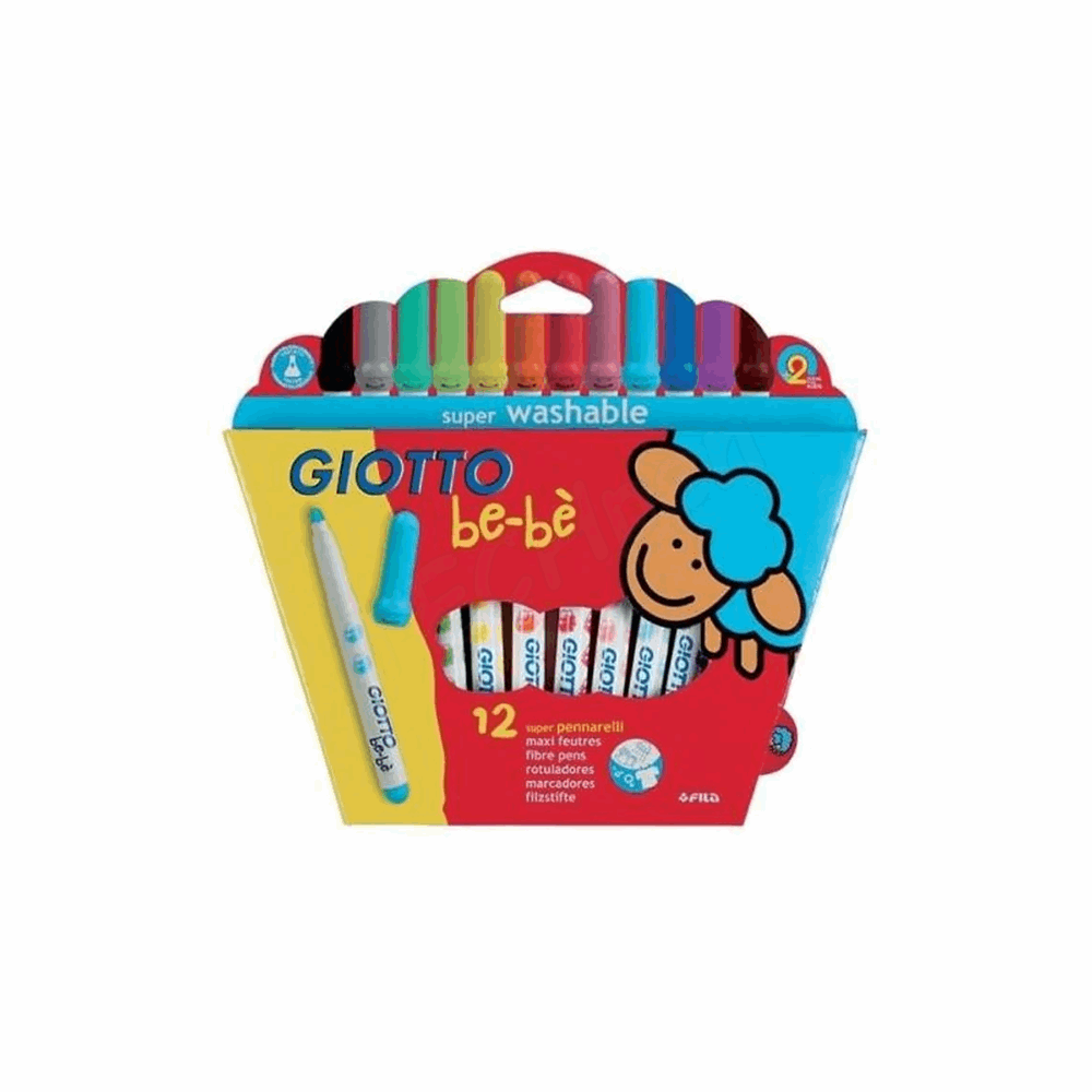 GIOTTO BEBE ΜΑΡΚΑΔΟΡΟΙ ΖΩΓΡΑΦΙΚΗΣ SUPER WASHABLE 12τμχ ΓΙΑ ΗΛΙΚΙΕΣ 2+ 000466700