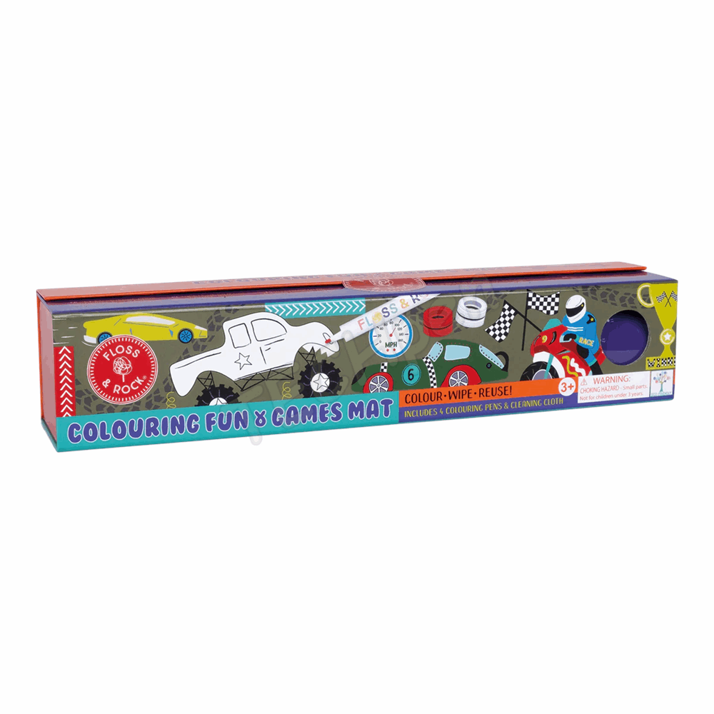 FLOSS&ROCK  Cars Colouring Fun and Games Mat *NEW* 49P6075