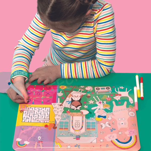 FLOSS&ROCK  Rainbow Fairy Colouring Fun and Games Mat *NEW* 49P6076
