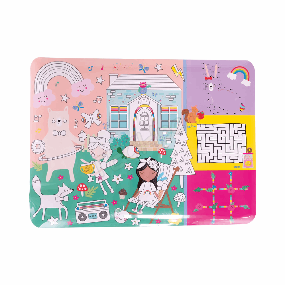 FLOSS&ROCK  Rainbow Fairy Colouring Fun and Games Mat *NEW* 49P6076