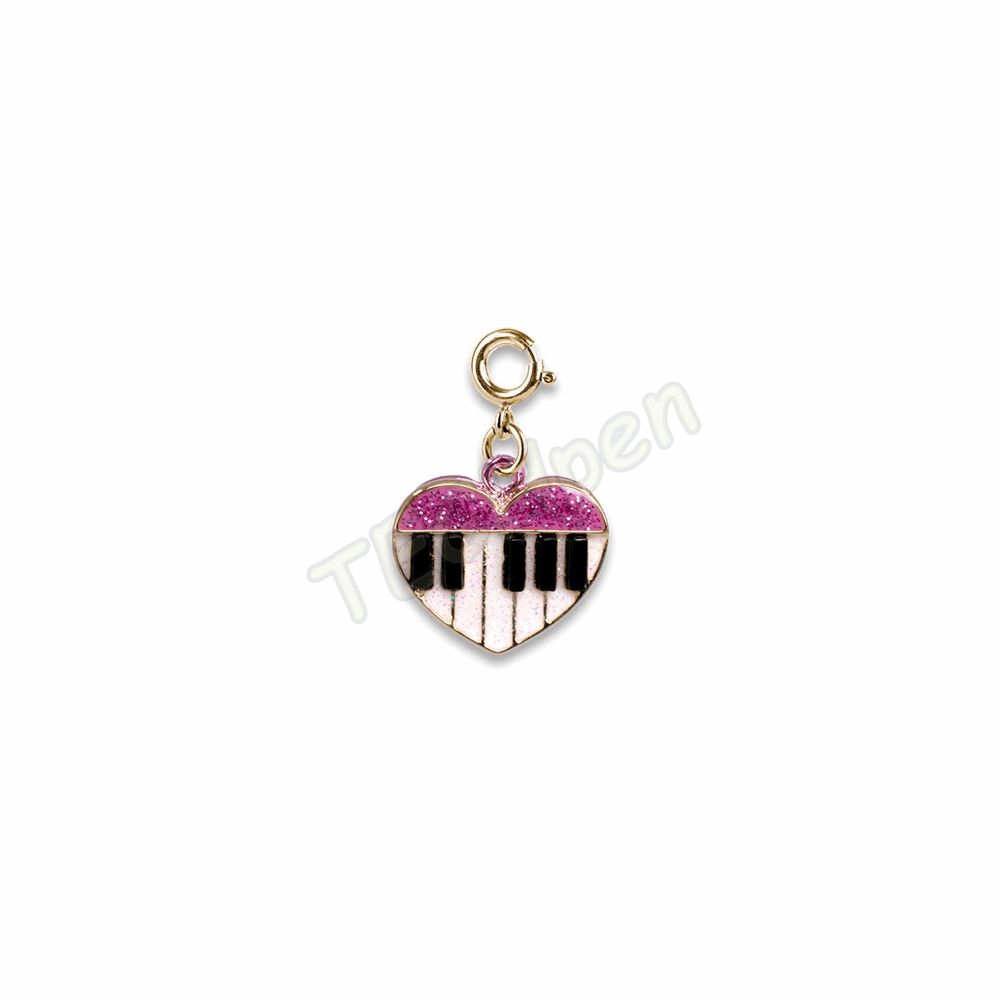 CHARM IT! Gold Glitter Piano Heart CT03-18