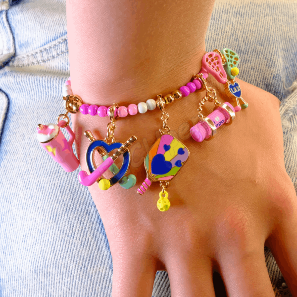 CHARM IT! Gold Pink Stretch Bead Bracelet CT08-09