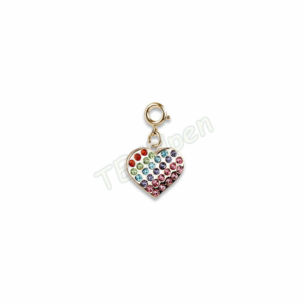 CHARM IT! Gold Rainbow Sparkle Heart CT02-39