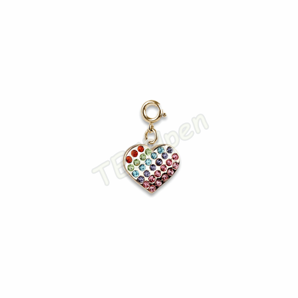 CHARM IT! Gold Rainbow Sparkle Heart CT02-39