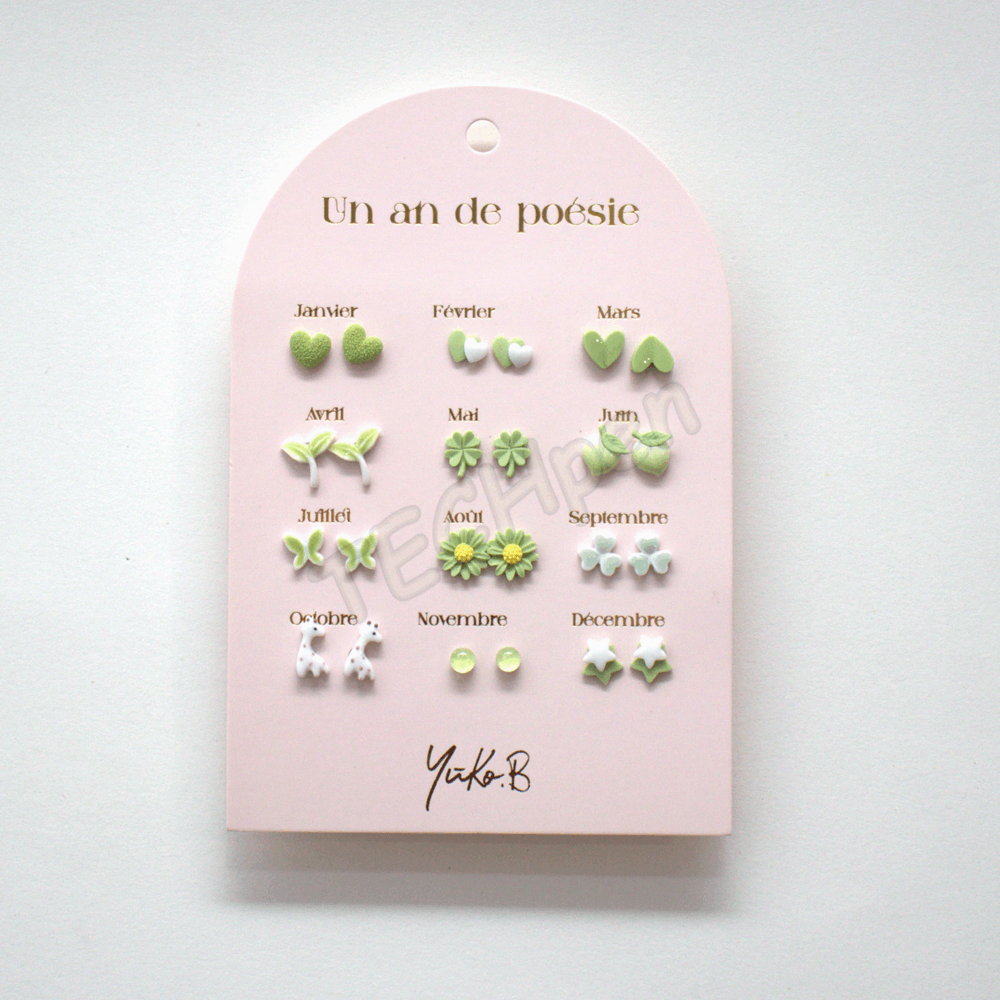 Yuko.B Σκουλαρίκια - A Year of Green Poetry 12 Ζευγάρια - YB-500-316