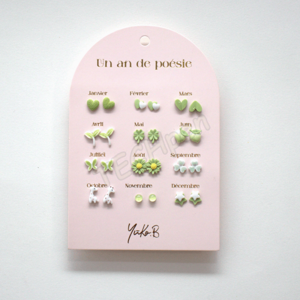 Yuko.B Σκουλαρίκια - A Year of Green Poetry 12 Ζευγάρια - YB-500-316