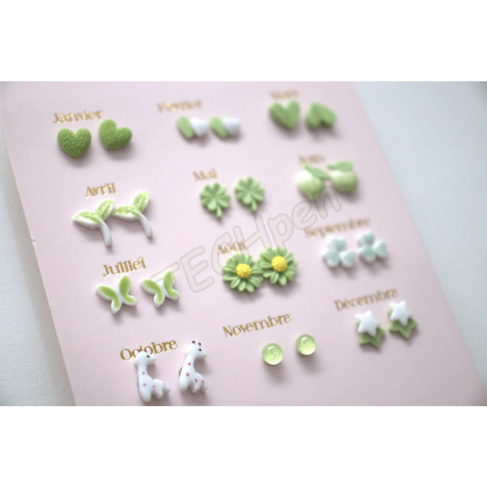 Yuko.B Σκουλαρίκια - A Year of Green Poetry 12 Ζευγάρια - YB-500-316
