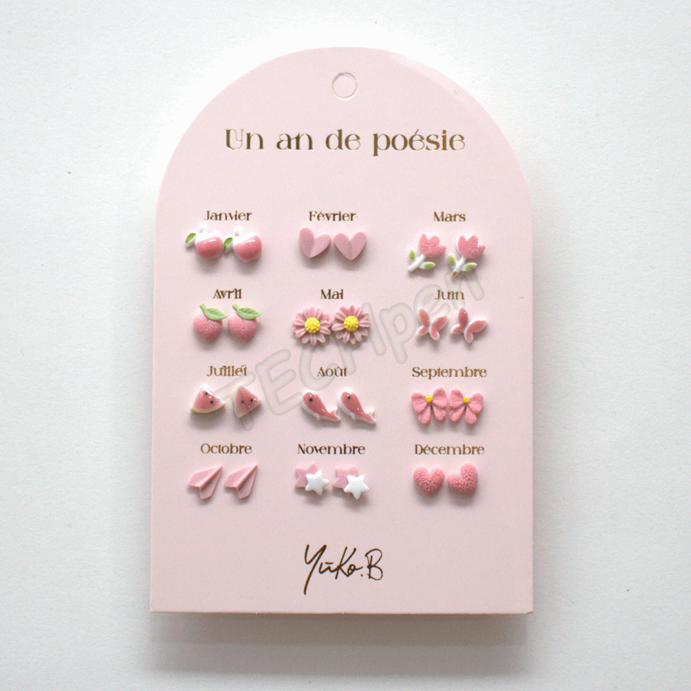 Yuko.B Σκουλαρίκια  A Year of Pink Poetry 12 Ζευγάρια - YB-500-311