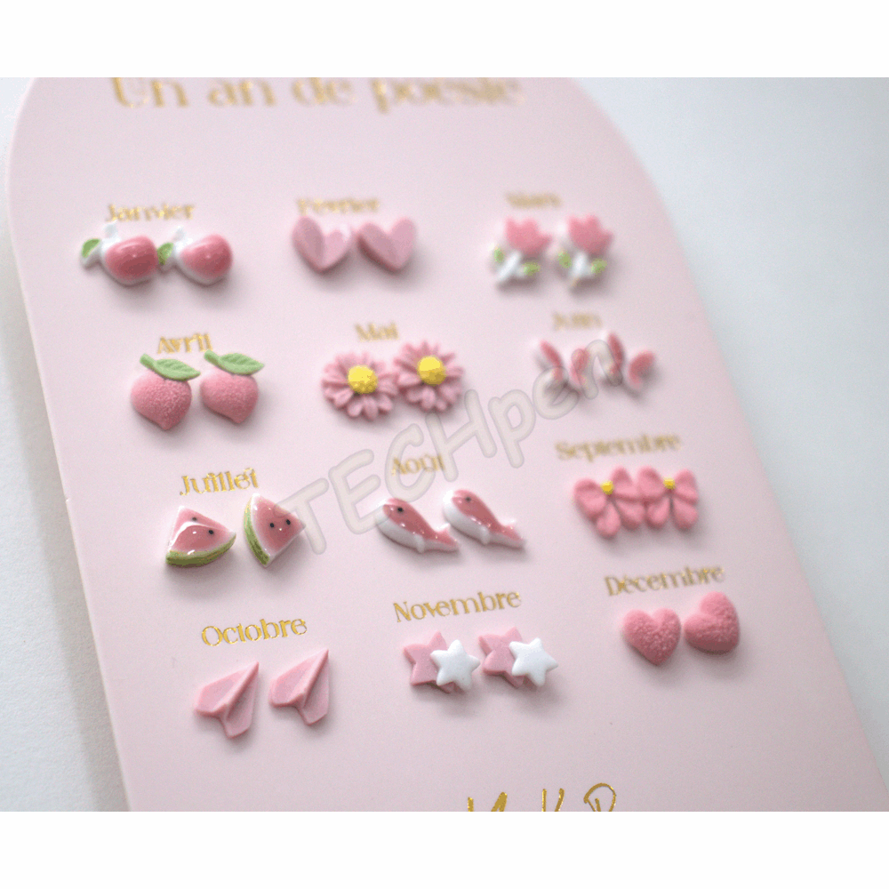 Yuko.B Σκουλαρίκια  A Year of Pink Poetry 12 Ζευγάρια - YB-500-311