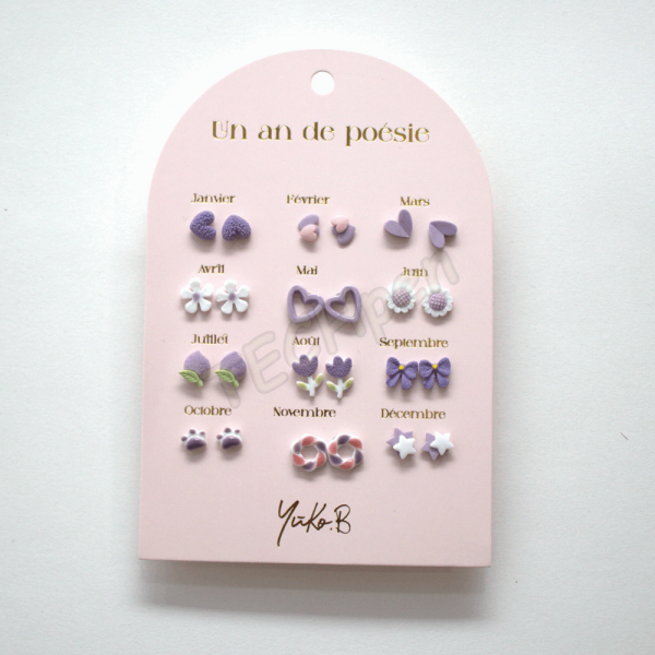 Yuko.B Σκουλαρίκια - A Year of Purple Poetry 12 Ζευγάρια - YB-500-312