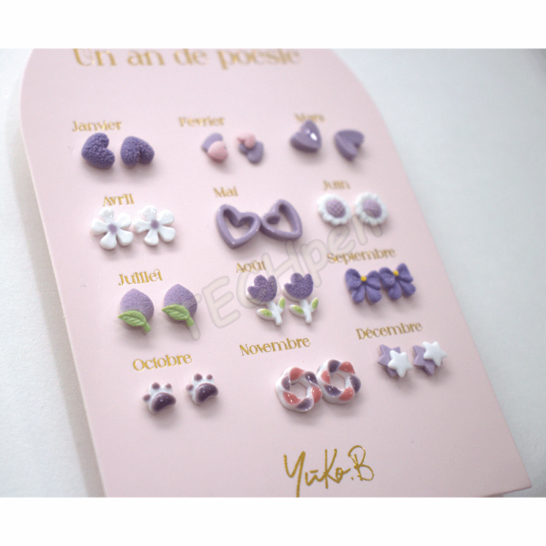 Yuko.B Σκουλαρίκια - A Year of Purple Poetry 12 Ζευγάρια - YB-500-312