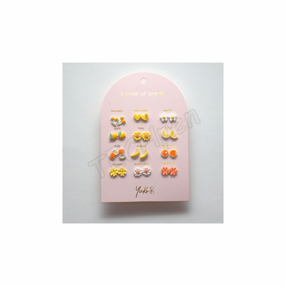 Yuko.B Σκουλαρίκια - A Year of Yellow Poetry 12 Ζευγάρια - YB-500-314