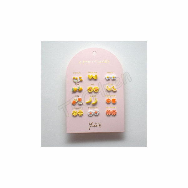 Yuko.B Σκουλαρίκια - A Year of Yellow Poetry 12 Ζευγάρια - YB-500-314