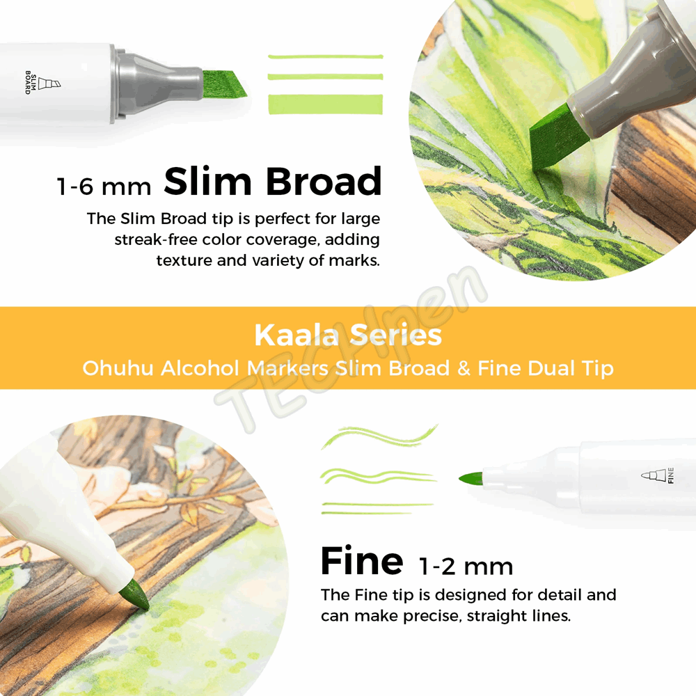 OHUHU Kaala Dual Tips Alcohol Art Markers- 108 Colors OHU-Y30-80405-48