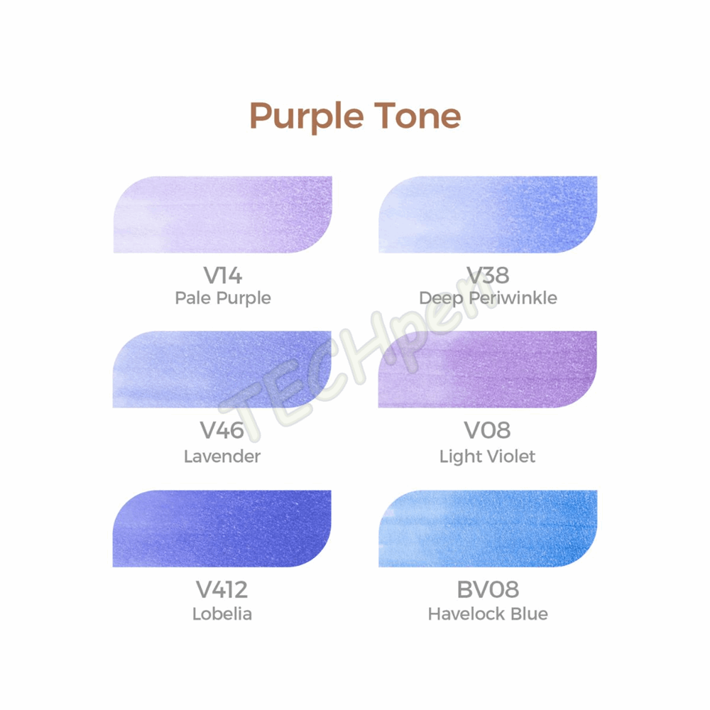OHUHU MARKERS BRUSH & CHISEL 6 PCS PURPLE TONE OHU-Y30-80406-20