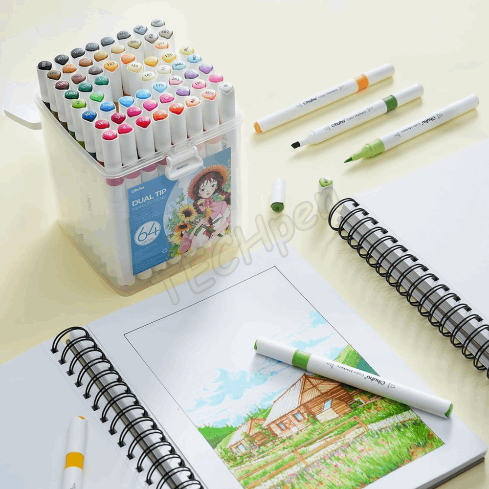 OHUHU WATERBASED MARKERS SET-64 BRUSH & CHISEL OHU-Y30-80600-56