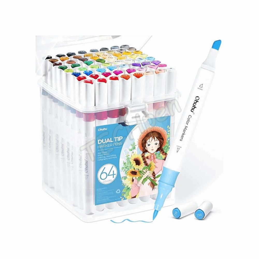 OHUHU WATERBASED MARKERS SET-64 BRUSH & CHISEL OHU-Y30-80600-56