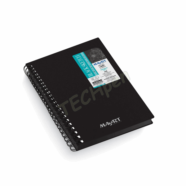 MAYART SKETCH BOOK HC - WIRE-O BLACK A5+ 140GSM - 40 SHEETS MA00357