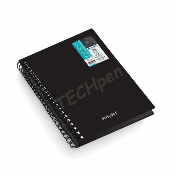 MAYART SKETCH BOOK HC - WIRE-O BLACK A4+ 140GSM - 40 SHEETS MA00356