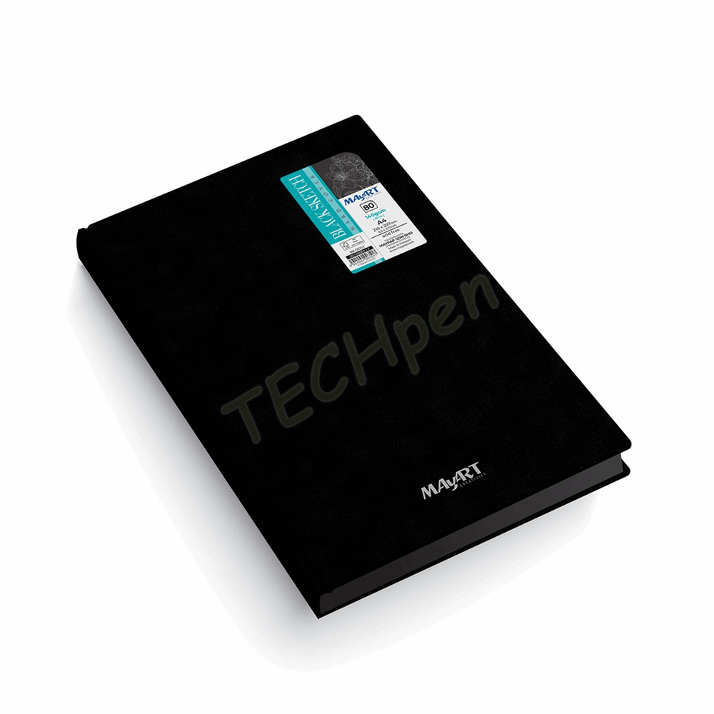 MAYART SKETCH BOOK HC - BLACK A4 140GSM - 80 PAGES MA00351