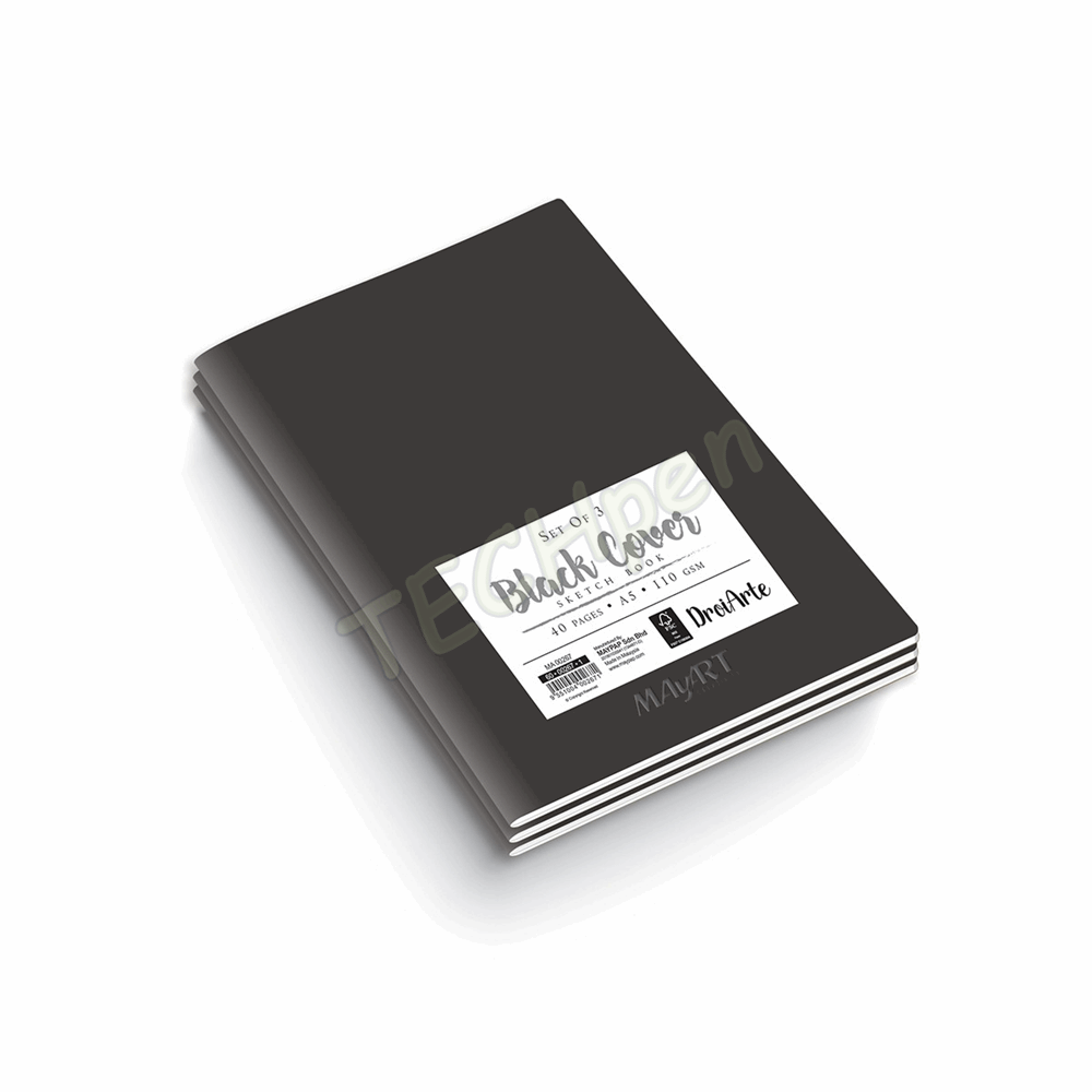 MAYART SKETCH BOOK 3 PCS BLACK - A5 110GSM - 40 PAGES MA00267
