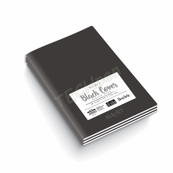 MAYART SKETCH BOOK 3 PCS BLACK - A4 110GSM - 40 PAGES MA00266