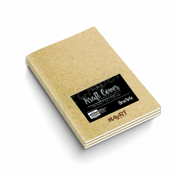 MAYART SKETCH BOOK 3 PCS KRAFT - A4 110GSM - 40 PAGES MA00261