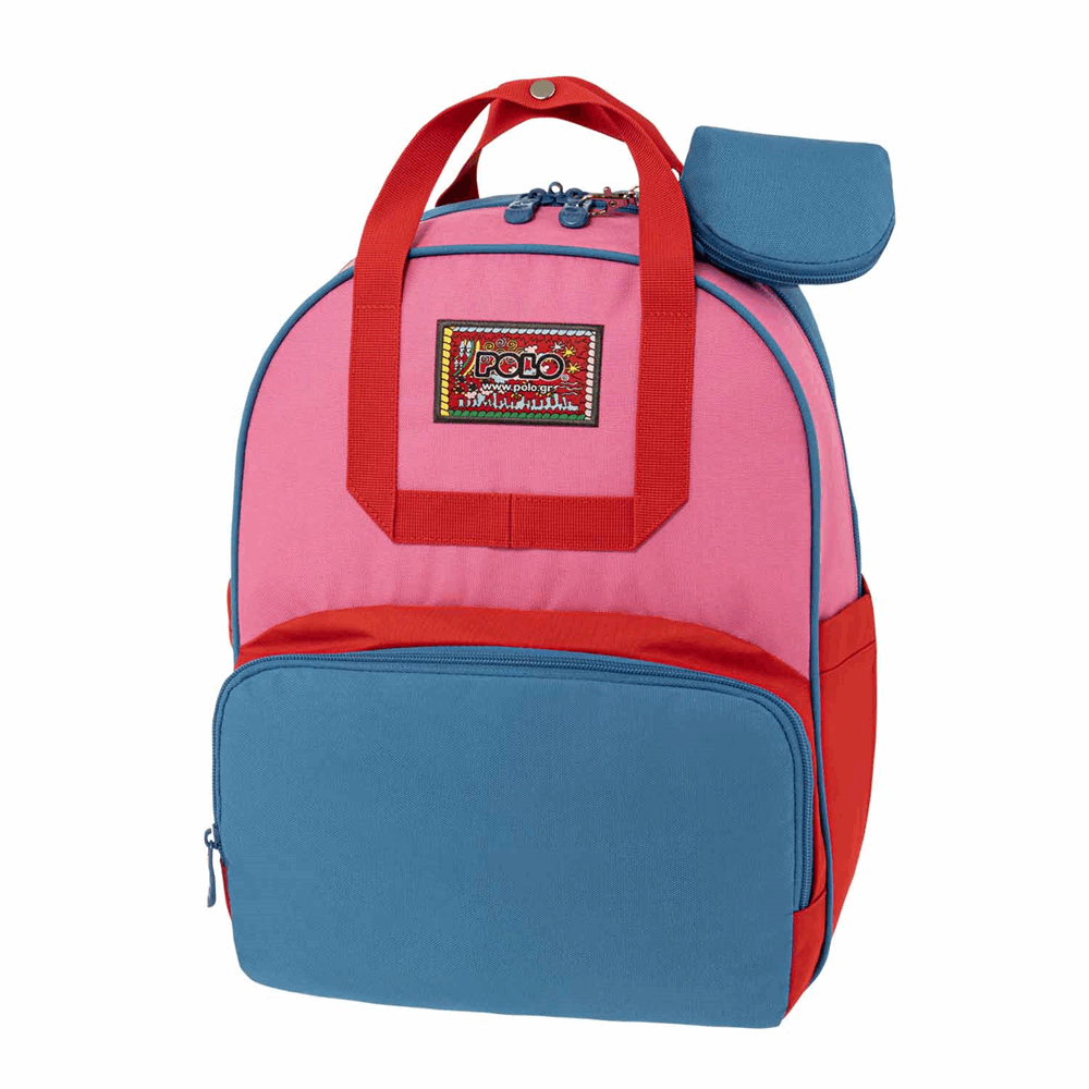 POLO ΣΑΚΙΔΙΟ VINTAGE VIVID PINK/BLUE-ΕΝΤΟΝΟ ΡΟΖ/ΜΠΛΕ 907080-4052
