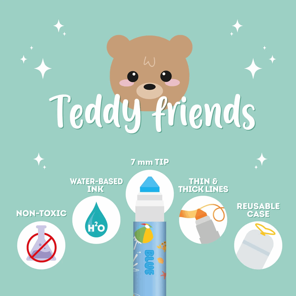 LEGAMI TDM0001 TEDDY FRIENDS 7mm WASHABLE SET 12pcs