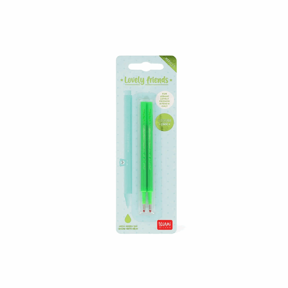 LEGAMI ΑΝΤΑΛΛΑΚΤΙΚΑ ΣΤΥΛΟ GEL LOVELY FRIENDS ΣΕΤ 2τμχ NEON GREEN REFCPP0006
