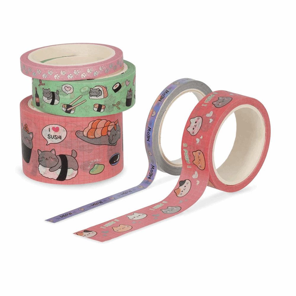 LEGAMI TAPKIT9 SET OF 5 PAPER STICKY TAPES - TAPE BY TAPE - KITTY