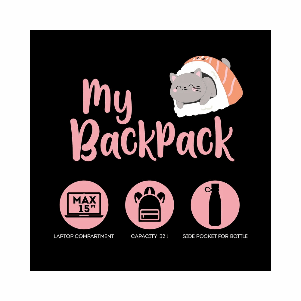 LEGAMI BPK0015 BACKPACK - MY BACKPACK - SUSHI CAT