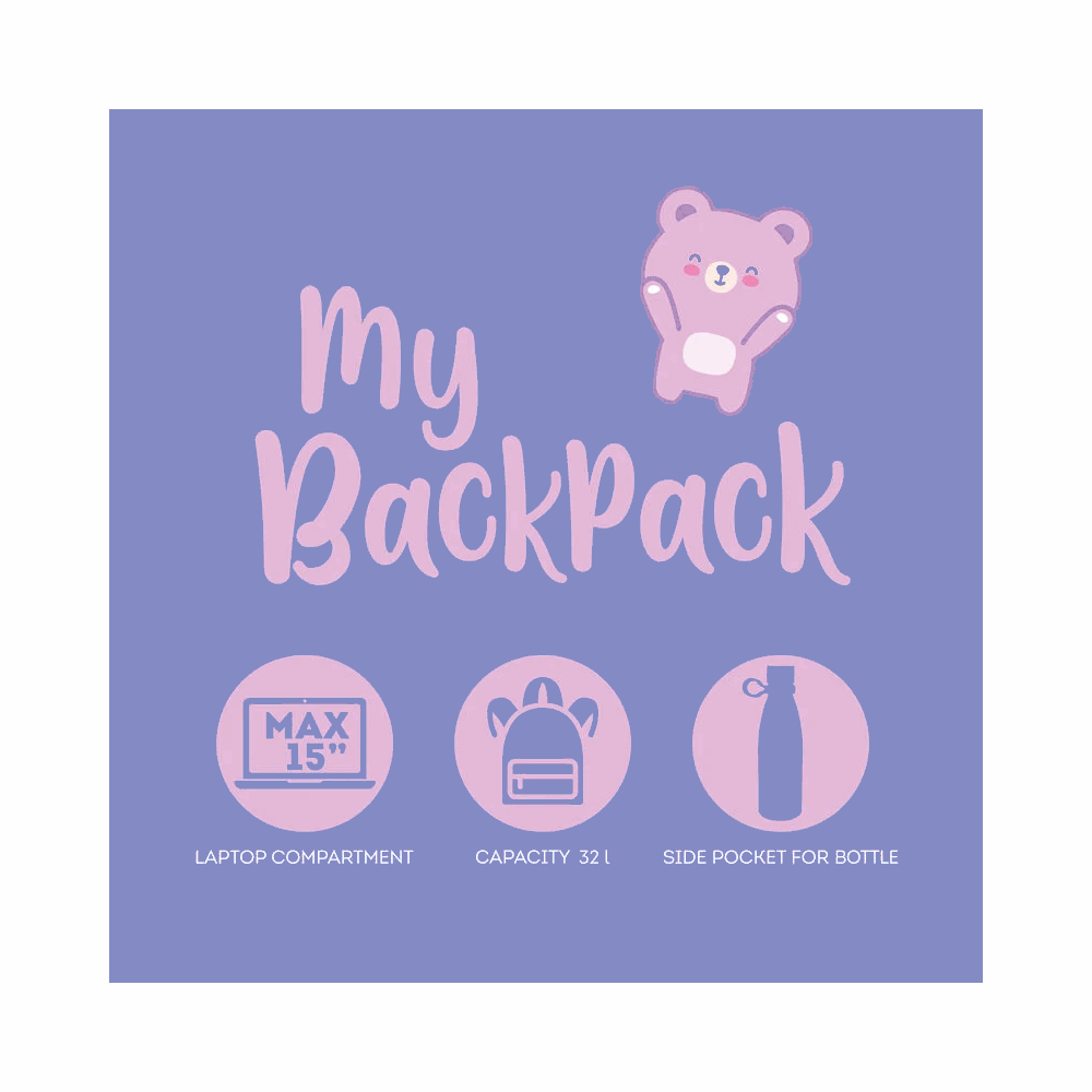 LEGAMI BPK0016 BACKPACK - MY BACKPACK - TEDDY BEAR