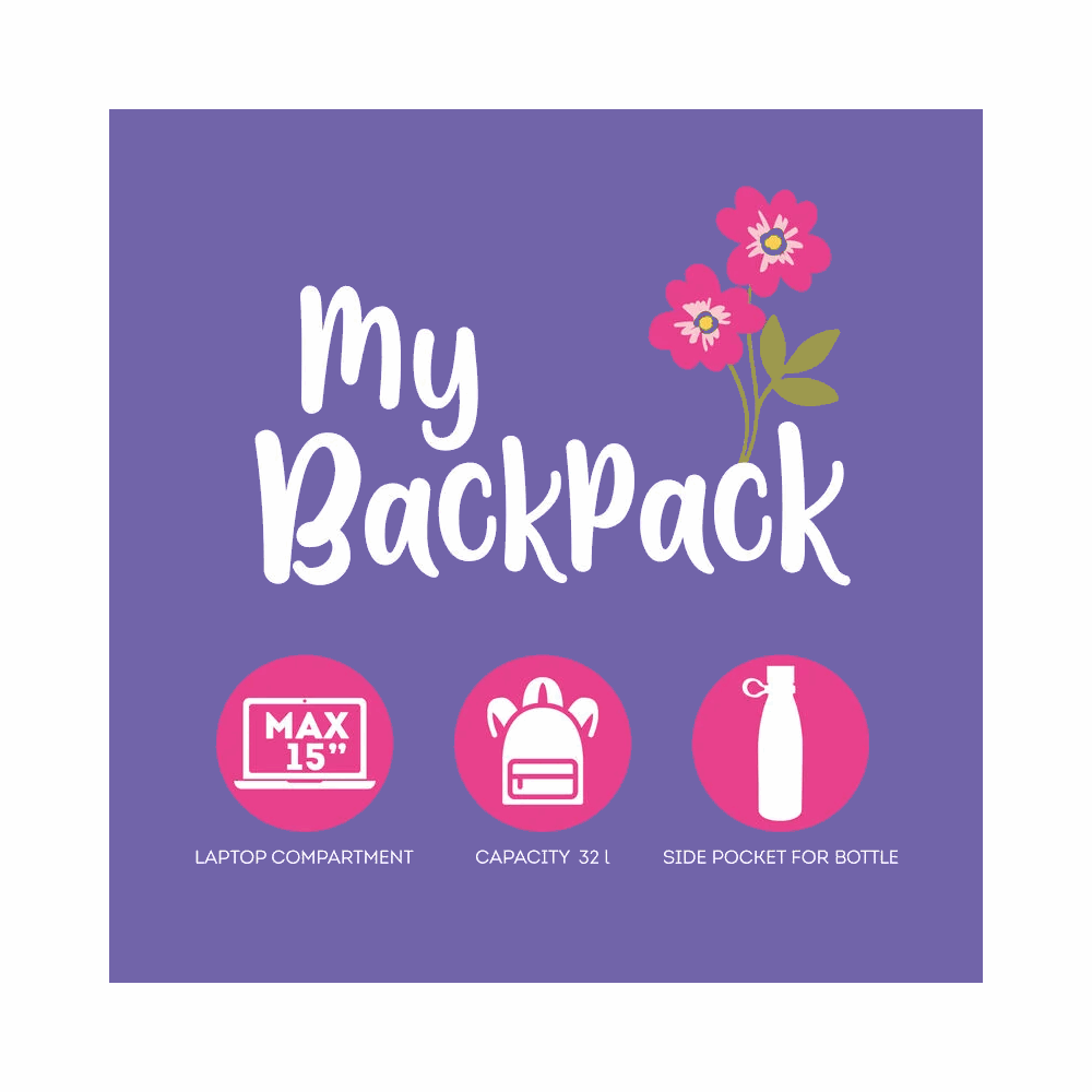 LEGAMI BPK0017 BACKPACK - MY BACKPACK - FLOWERS