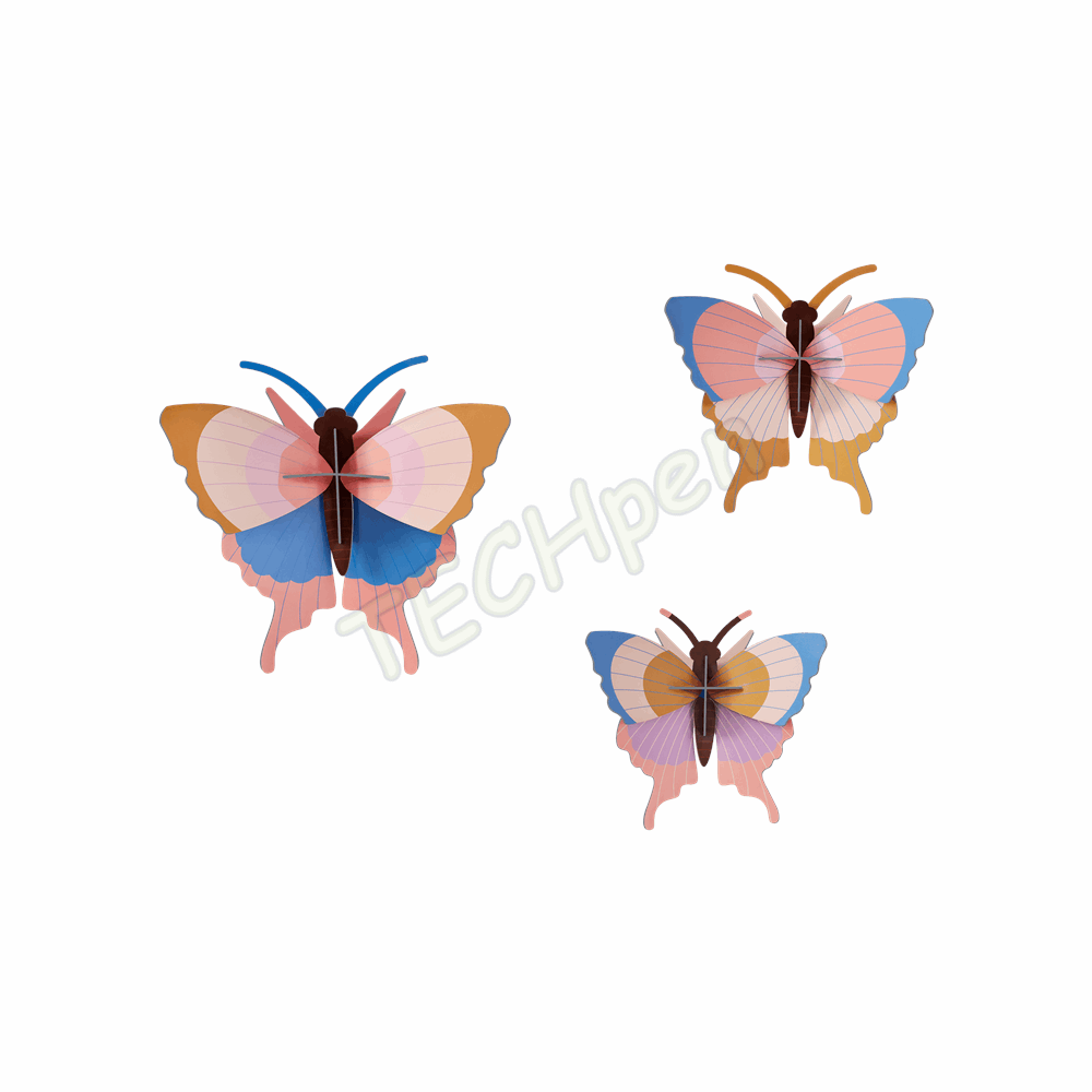 ROOF TTM191 GOLD RIM BUTTERFLIES, SET OF 3