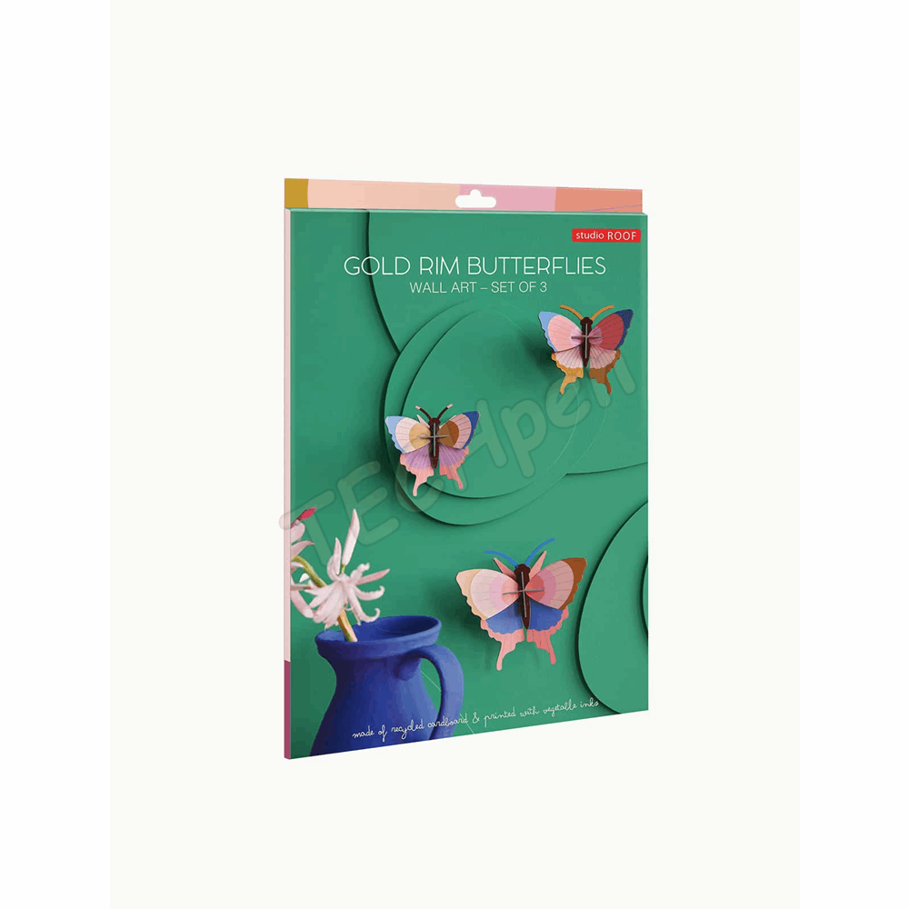 ROOF TTM191 GOLD RIM BUTTERFLIES, SET OF 3