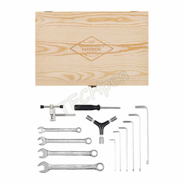 GENTLEMENS BICYCLE TOOL KIT IN WOODEN BOX GEN292