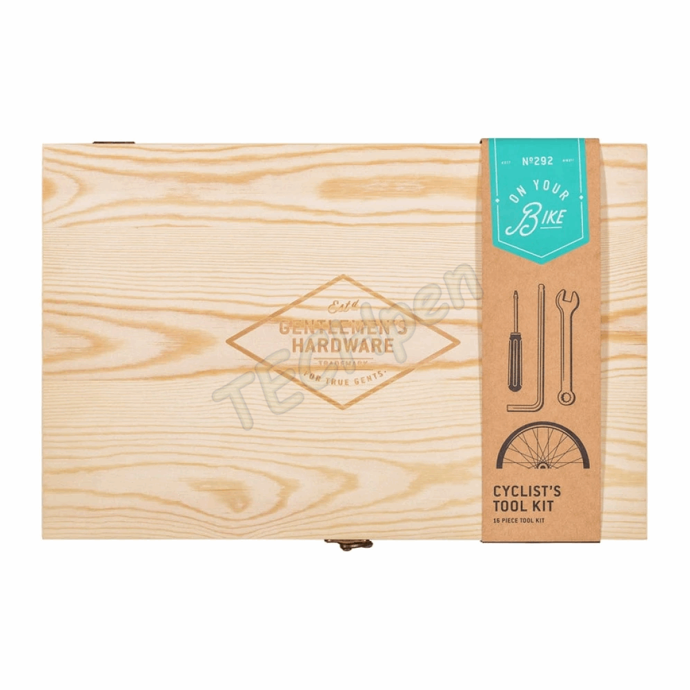 GENTLEMENS BICYCLE TOOL KIT IN WOODEN BOX GEN292