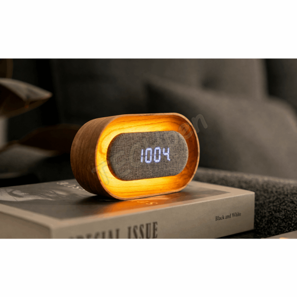GINGKO G076O-AH LUMOS CLOCK OVAL WHITE ASH