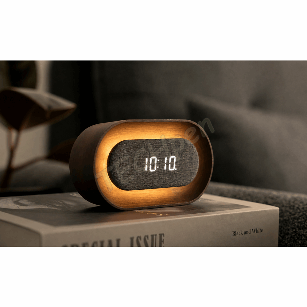 GINGKO G076O-WT LUMOS CLOCK OVAL WALNUT