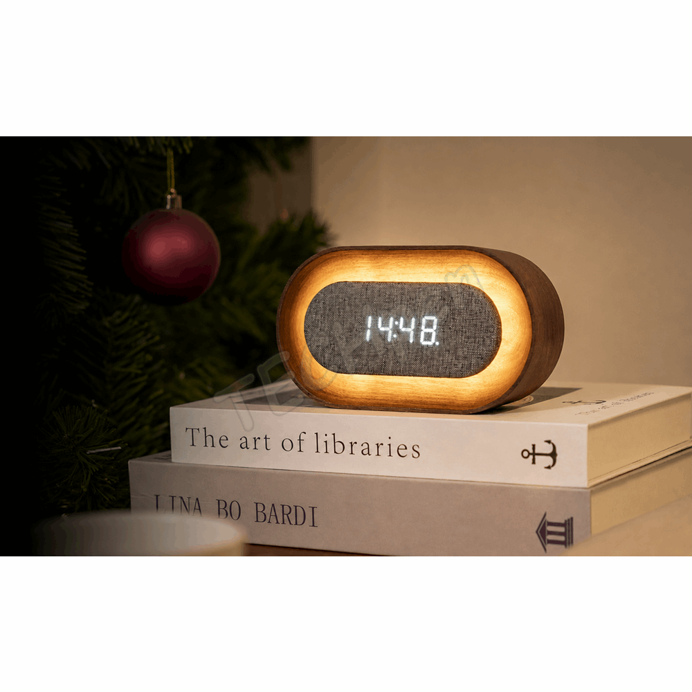 GINGKO G076O-WT LUMOS CLOCK OVAL WALNUT