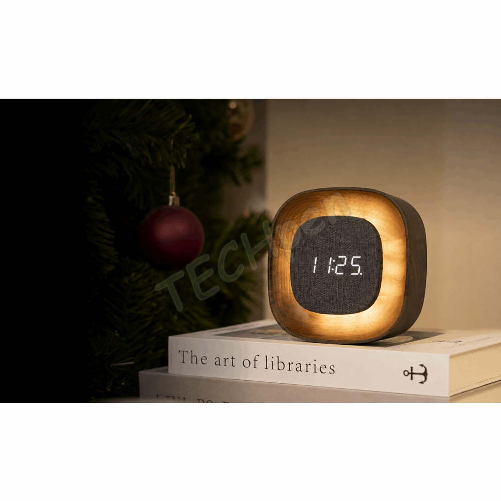 GINGKO G076S-WT LUMOS CLOCK SQUARE WALNUT