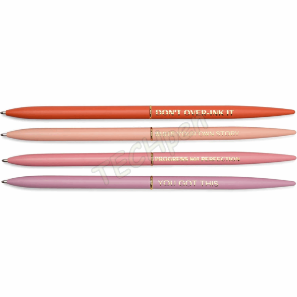 DESIGNWORKSINK DPSM-2026 TWISTY SLIM METAL PEN SET - MOTIVATION (SET OF 4)