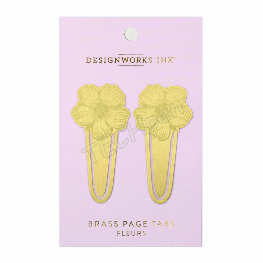 DESIGNWORKSINK BRASS PAGE TABS - FLEURS DPT-1012